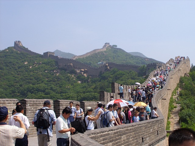 turistas en la gran muralla china