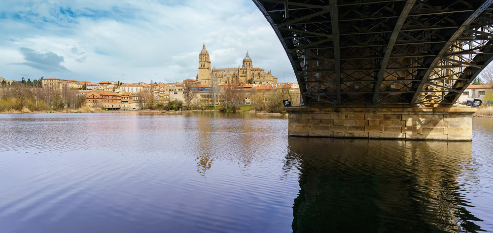 Vista panorámica de la ciudad de Salamanca, catedral y el río Tormes